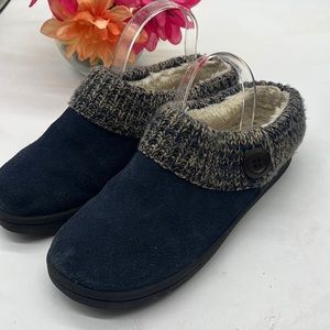 Clarks Navy Blue Suede Slipper Sz 8. CM3880